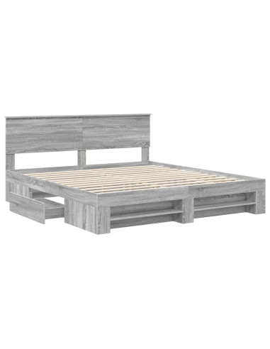 Struttura del letto con testiera Grigio Sonoma 180 x 200 cm