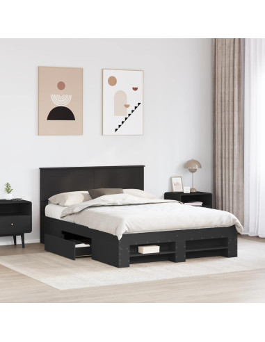 Struttura del letto Nero 150 x 200 cm Legno multistrato