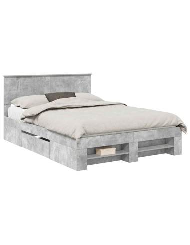 Struttura del letto con testiera Grigio cemento 150 x 200 cm