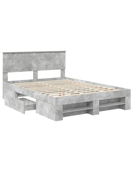 Struttura del letto con testiera Grigio cemento 150 x 200 cm