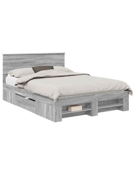 Struttura del letto con testiera Grigio Sonoma 150 x 200 cm