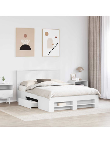 Struttura del letto Bianco 140 x 200 cm Legno multistrato