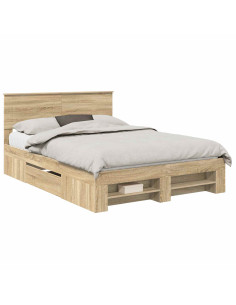 Struttura del letto con testiera Rovere Sonoma 140 x 200 cm 2