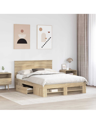 Struttura del letto con testiera Rovere Sonoma 140 x 200 cm
