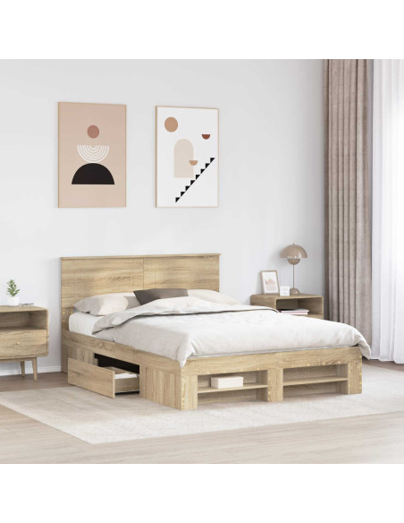 Struttura del letto con testiera Rovere Sonoma 140 x 200 cm