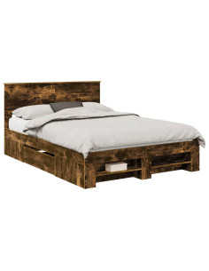 Struttura del letto Rovere fumé 140 x 200 cm Legno multistrato 2