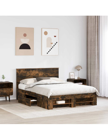 Struttura del letto Rovere fumé 140 x 200 cm Legno multistrato