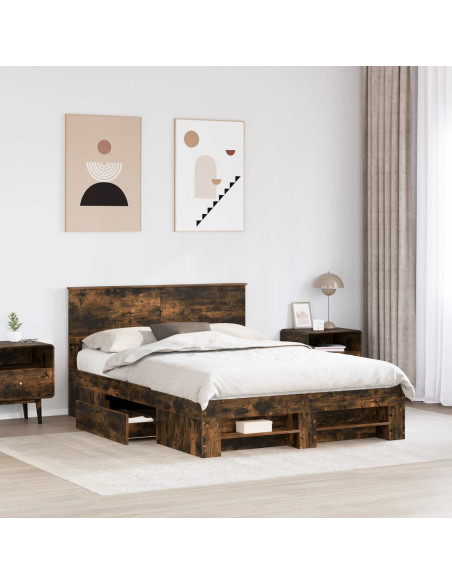 Struttura del letto Rovere fumé 140 x 200 cm Legno multistrato