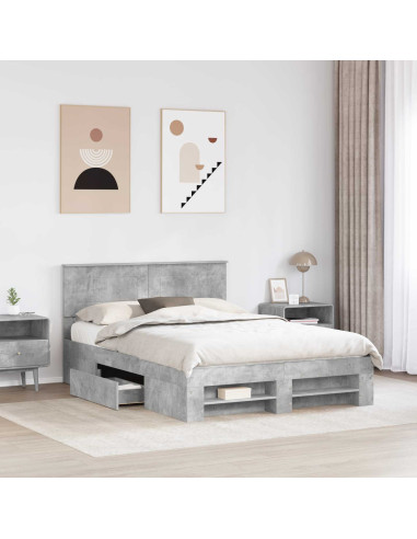 Struttura del letto con testiera Grigio cemento 140 x 200 cm