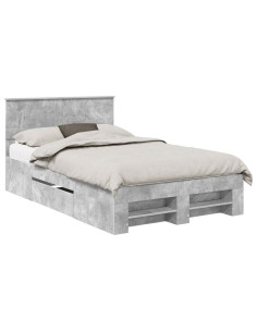 Struttura del letto con testiera Grigio cemento 137 x 203 cm 2