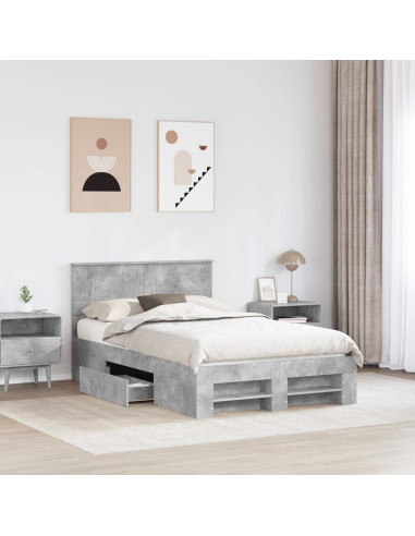 Struttura del letto con testiera Grigio cemento 137 x 203 cm