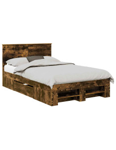 Struttura del letto Rovere fumé 137 x 203 cm Legno multistrato 2