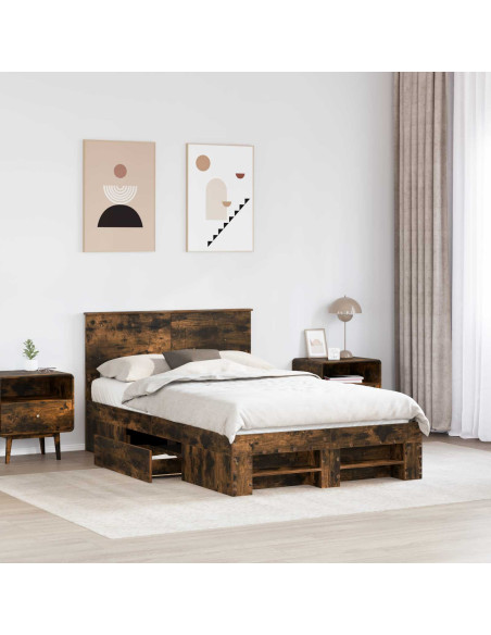 Struttura del letto Rovere fumé 137 x 203 cm Legno multistrato