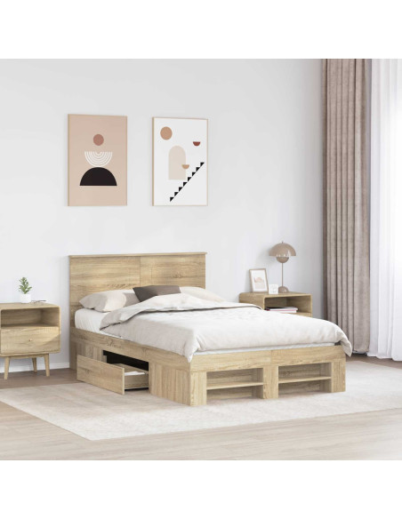 Struttura del letto con testiera Rovere Sonoma 120 x 200 cm