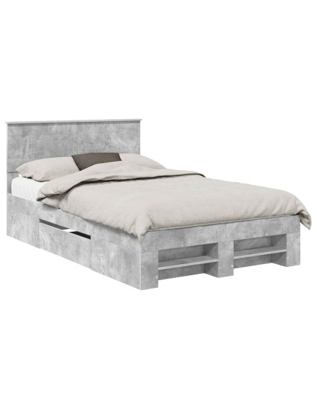 Struttura del letto con testiera Grigio cemento 120 x 200 cm
