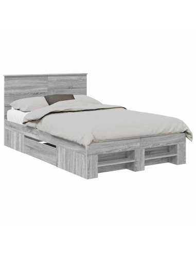 Struttura del letto con testiera Grigio Sonoma 120 x 200 cm