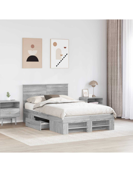 Struttura del letto con testiera Grigio Sonoma 120 x 200 cm