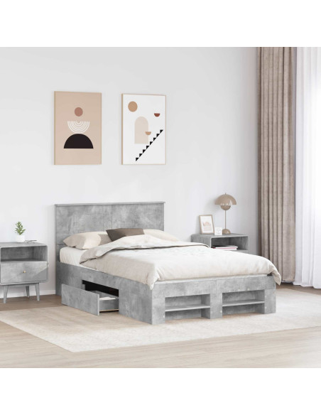 Struttura del letto con testiera Grigio cemento 120 x 200 cm