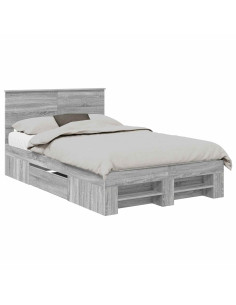 Struttura del letto con testiera Grigio Sonoma 120 x 200 cm 2