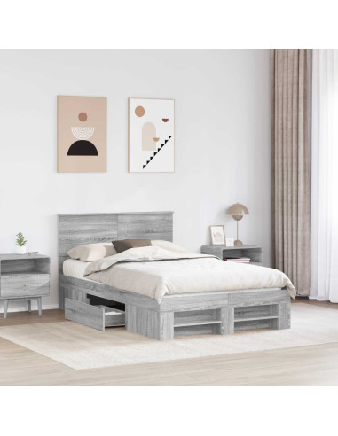 Struttura del letto con testiera Grigio Sonoma 120 x 200 cm