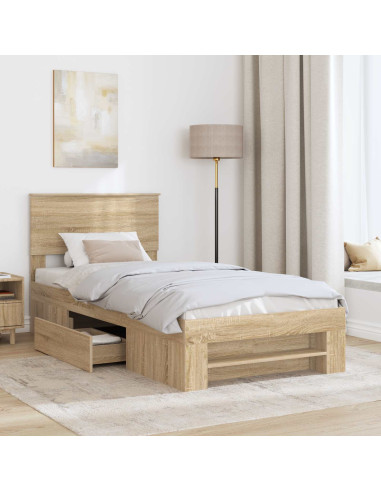 Struttura del letto Rovere Sonoma 100 x 200 m Legno multistrato