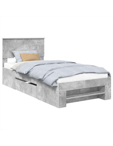 Struttura del letto con testiera Grigio cemento 100 x 200 m