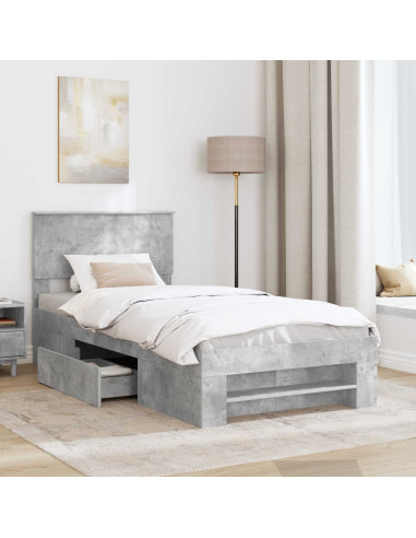 Struttura del letto con testiera Grigio cemento 100 x 200 m