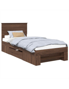 Struttura del letto con testiera Rovere Marrone 100 x 200 m 2