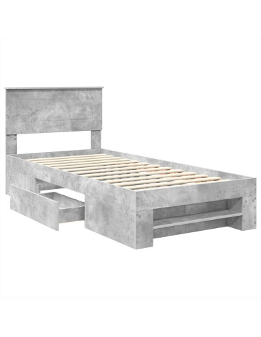 Struttura del letto con testiera Grigio cemento 90 x 200 cm