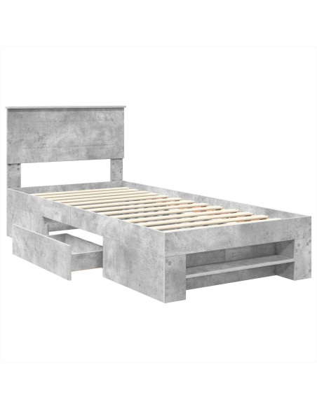 Struttura del letto con testiera Grigio cemento 90 x 200 cm
