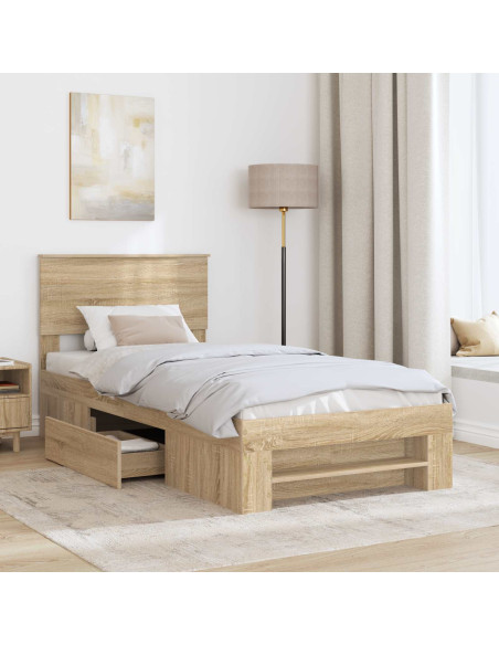 Struttura del letto Rovere Sonoma 90 x 200 cm Legno multistrato