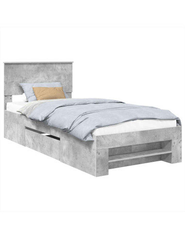 Struttura del letto con testiera Grigio cemento 90 x 200 cm