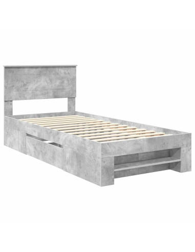 Struttura del letto con testiera Grigio cemento 90 x 200 cm