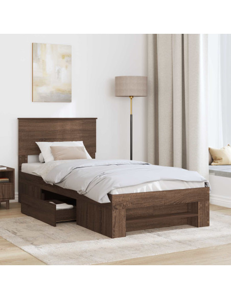 Struttura del letto con testiera Rovere Marrone 80 x 200 cm