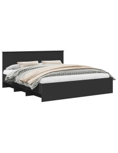 Struttura del letto Nero 200 x 200 cm Legno multistrato 2