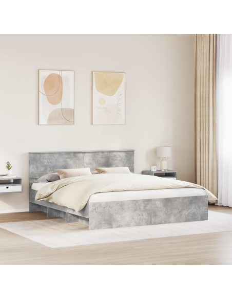 Struttura del letto con testiera Grigio cemento 200 x 200 cm