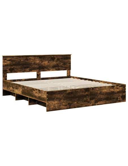 Struttura del letto Rovere fumé 200 x 200 cm Legno multistrato
