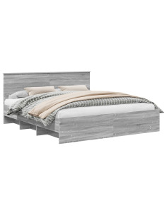 Struttura del letto con testiera Grigio Sonoma 200 x 200 cm 2