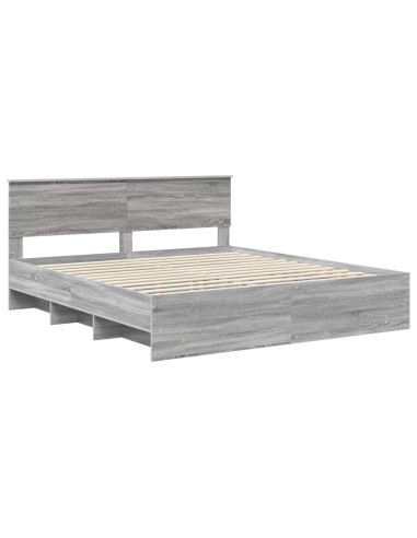 Struttura del letto con testiera Grigio Sonoma 200 x 200 cm