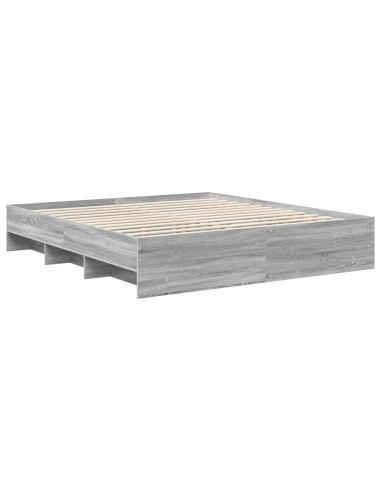Struttura del letto con testiera Grigio Sonoma 200 x 200 cm