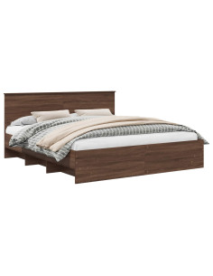 Struttura del letto con testiera Rovere Marrone 200 x 200 cm 2