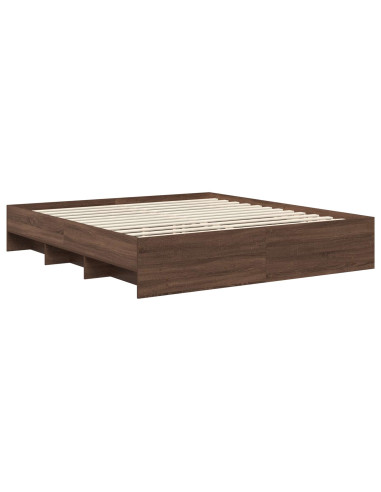 Struttura del letto con testiera Rovere Marrone 200 x 200 cm