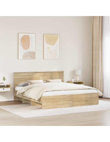 Struttura del letto con testiera Rovere Sonoma 180 x 200 cm