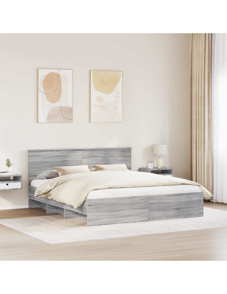 Struttura del letto con testiera Grigio Sonoma 180 x 200 cm