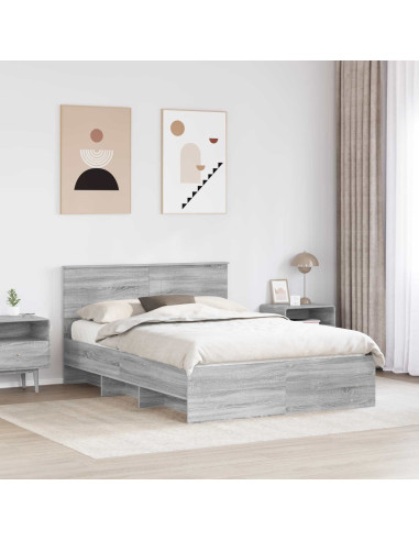 Struttura del letto con testiera Grigio Sonoma 140 x 200 cm