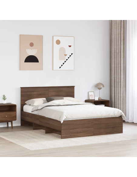Struttura del letto con testiera Rovere Marrone 140 x 200 cm