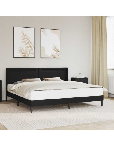 Struttura del letto con strisce LED Nero 200 x200 cm Similpelle