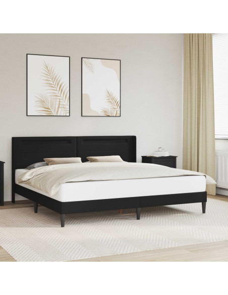 Struttura del letto con strisce LED Nero 200 x200 cm Similpelle