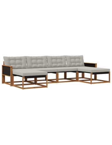 Set di divani da esterno 6 pcs Naturale e Grigio Chiaro