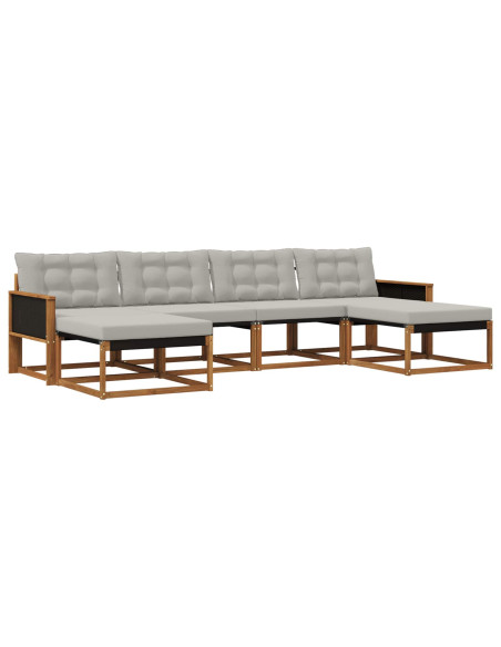 Set di divani da esterno 6 pcs Naturale e Grigio Chiaro